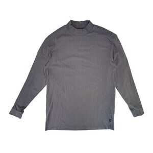 Nike Dri Fit Ribbed Mock Neck Long Sleeve Athletic Shirt Men's Size L Gray